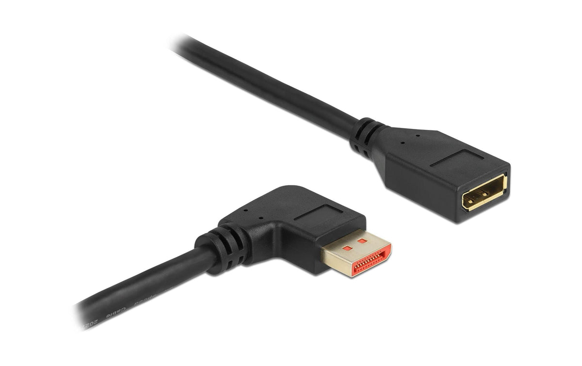 Delock DisplayPort Verlängerungskab 90 Grad Stecker/Buchse, Rechts gewinkelt,8K 60Hz,1m