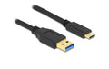Delock USB3.2 Gen1 Kabel Typ-A zu C, 3m Schwarz, bis zu 10 Gbps