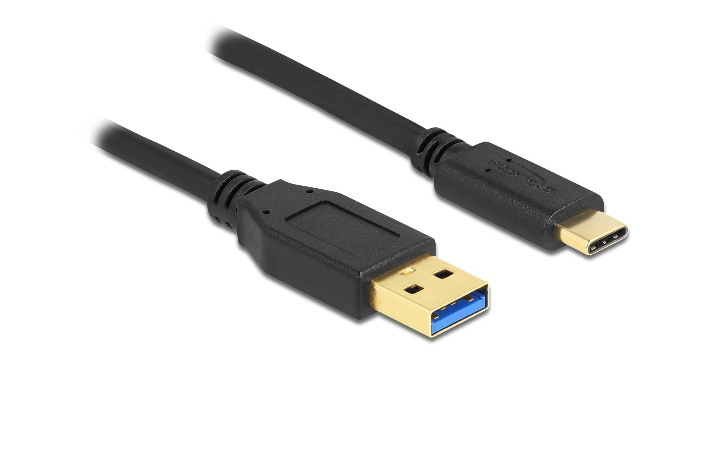 Delock USB3.2 Gen1 Kabel Typ-A zu C, 3m Schwarz, bis zu 10 Gbps