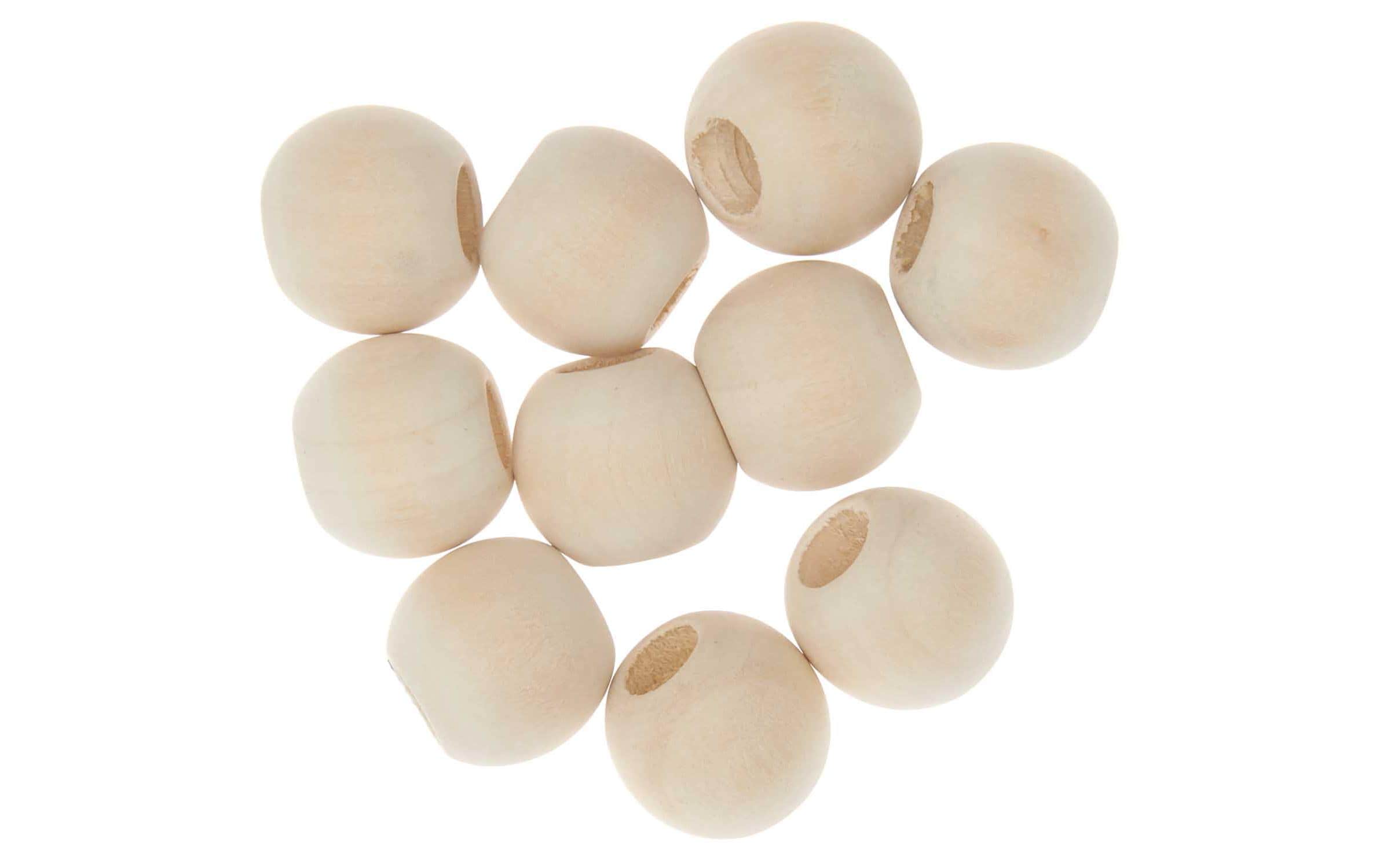 Rico Holzperlen Makramee natur Ø 20 mm, Lochgrösse ca. 10 mm, 10 Stk.