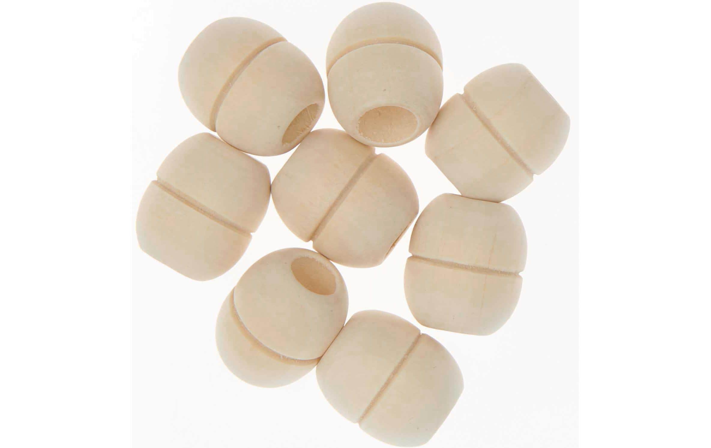 Rico Holzperlen Makramee natur 19 x 22 mm, Lochgrösse ca. 10 mm, 8 Stk.
