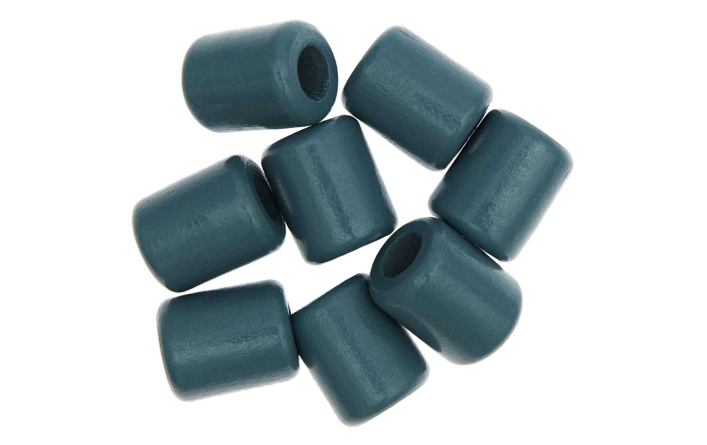 Rico Holzperlen Makramee petrol 20 x 24 mm, Lochgrösse ca. 10 mm, 8 Stk.