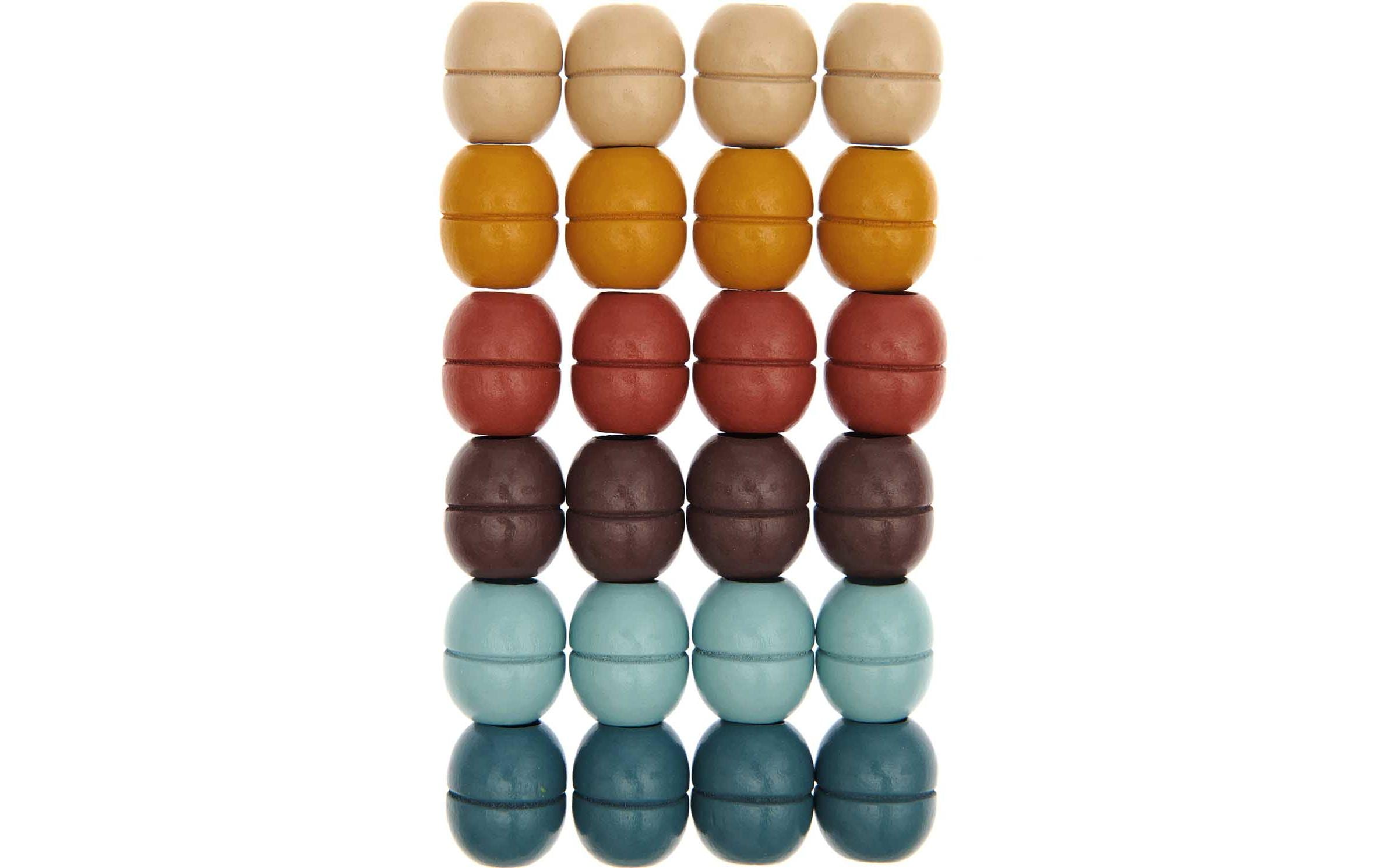 Rico Holzperlen Makramee erdfarben 19 x 22 mm, Lochgrösse ca. 10 mm, 24 Stk.