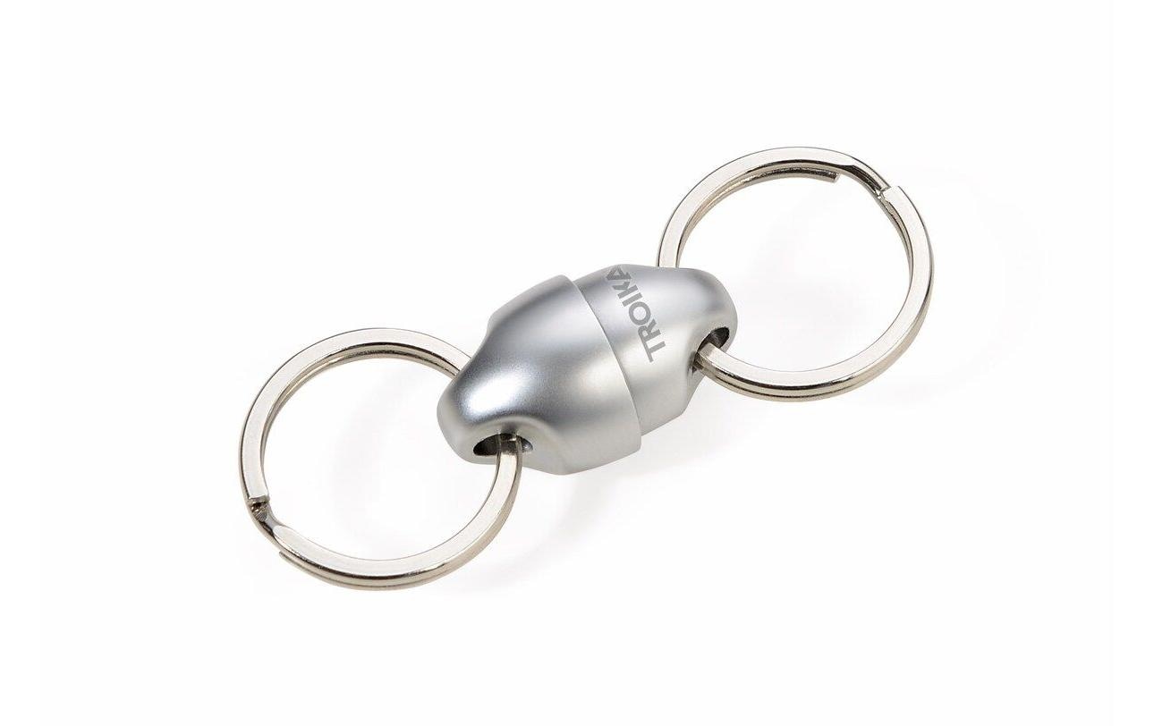 TROIKA Schlüsselanhänger Plus&Minus silber 2 magnetisch verbundene Einzelteile
