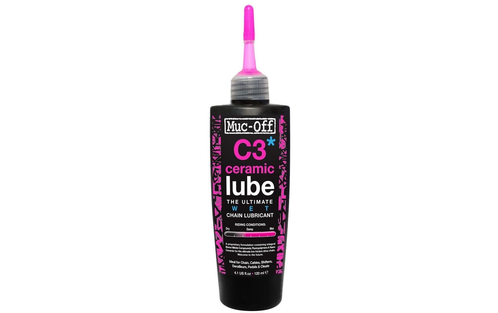Muc-Off Wet Ceramic Lube enthält Fluorpolymere und Bornitrid