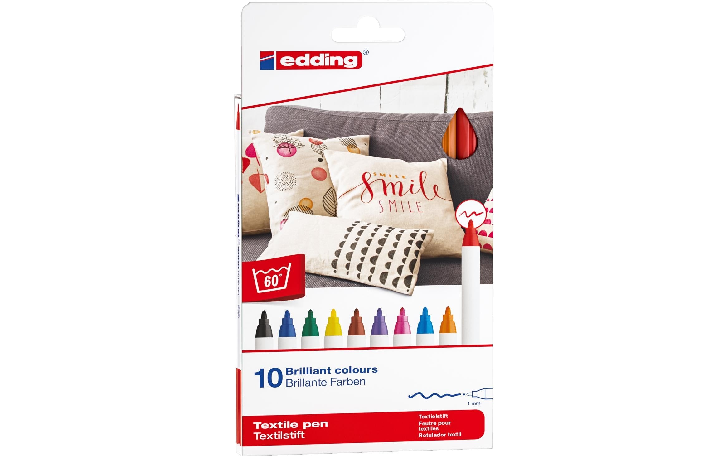 Edding Textilmarker 4600 10er-Set assortiert, 1mm