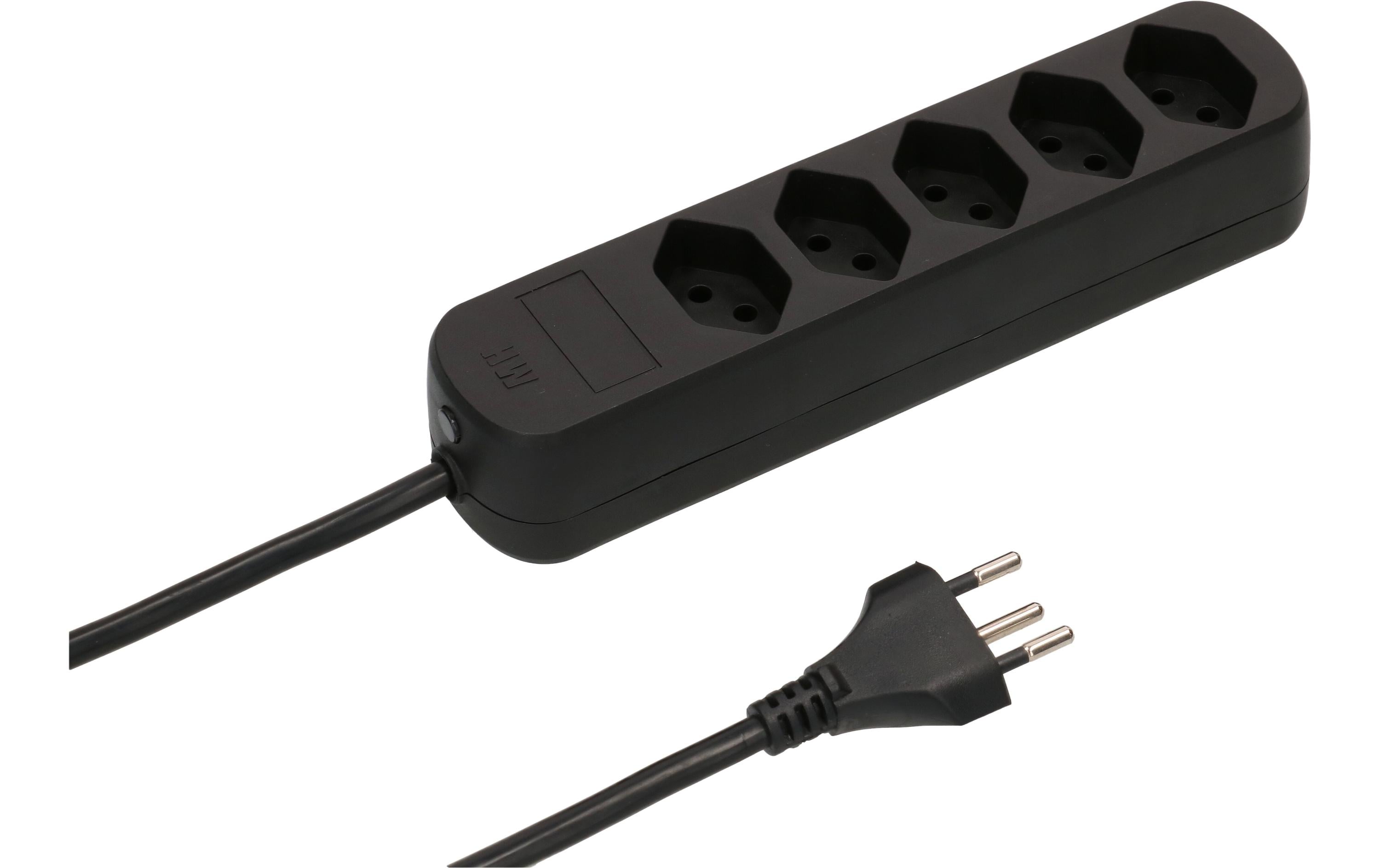 Max Hauri Steckdosenleiste Basic-Line 5xT13, schwarz, 5m Kabel