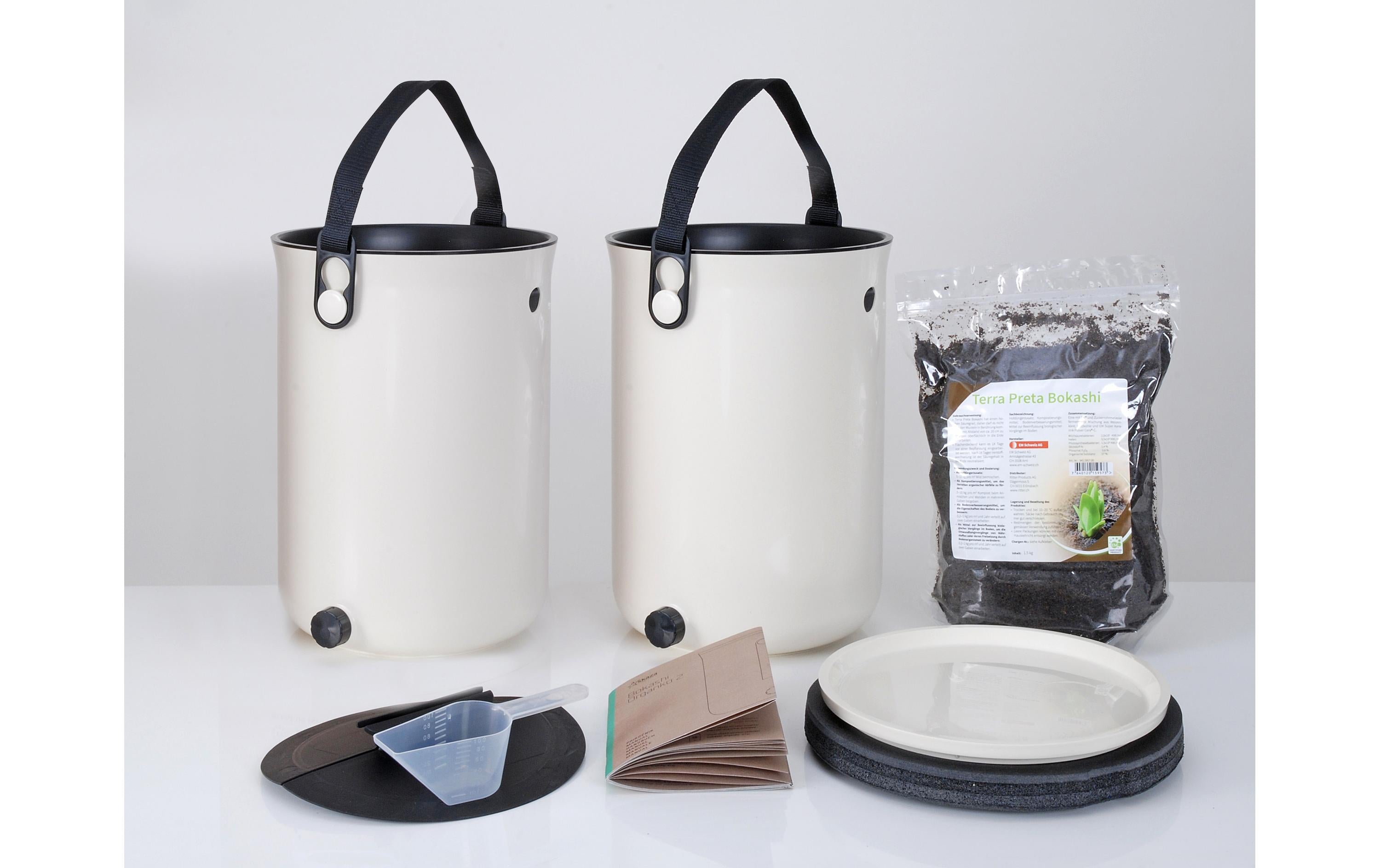 Bokashi II 2-er Set Weiss inkl.Terra Preta Bokashi