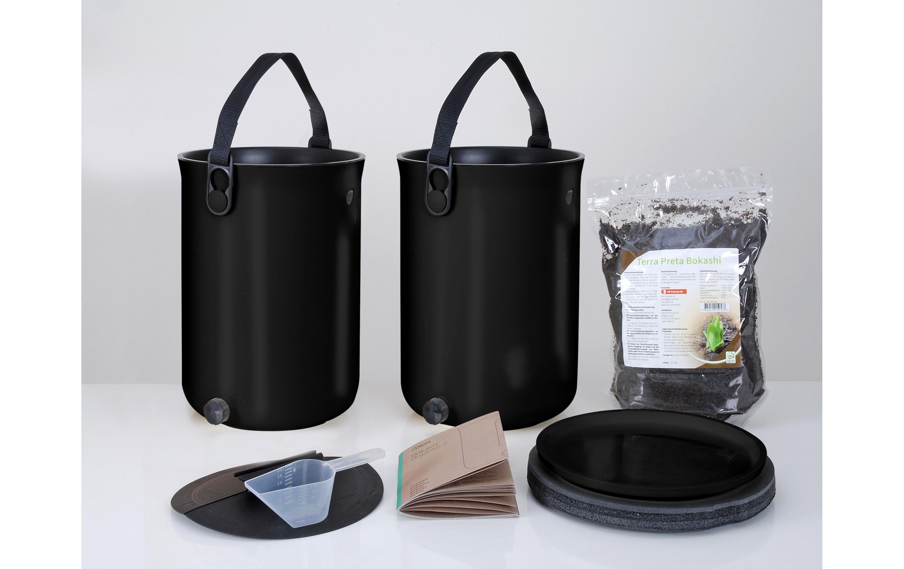 Bokashi II 2-er Set Schwarz inkl.Terra Preta Bokashi