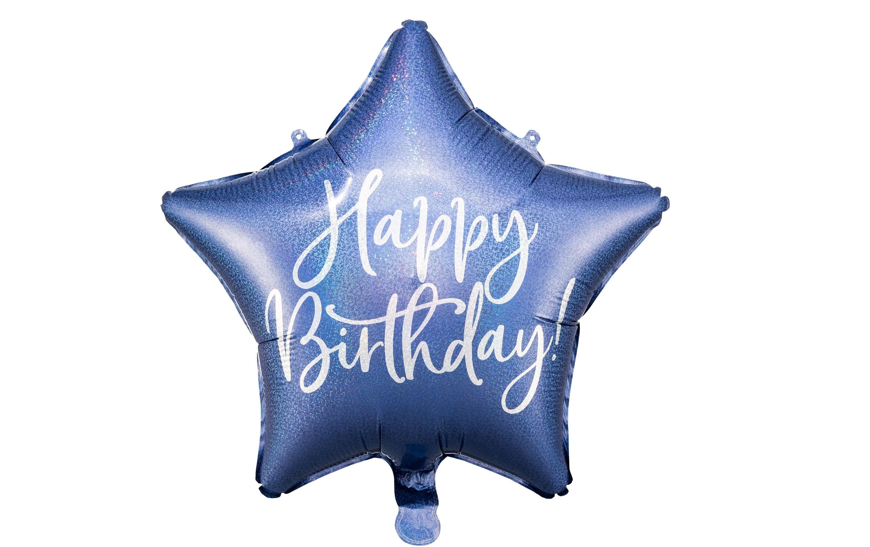 Partydeco Folienballon Happy Birthday blau, 40 cm