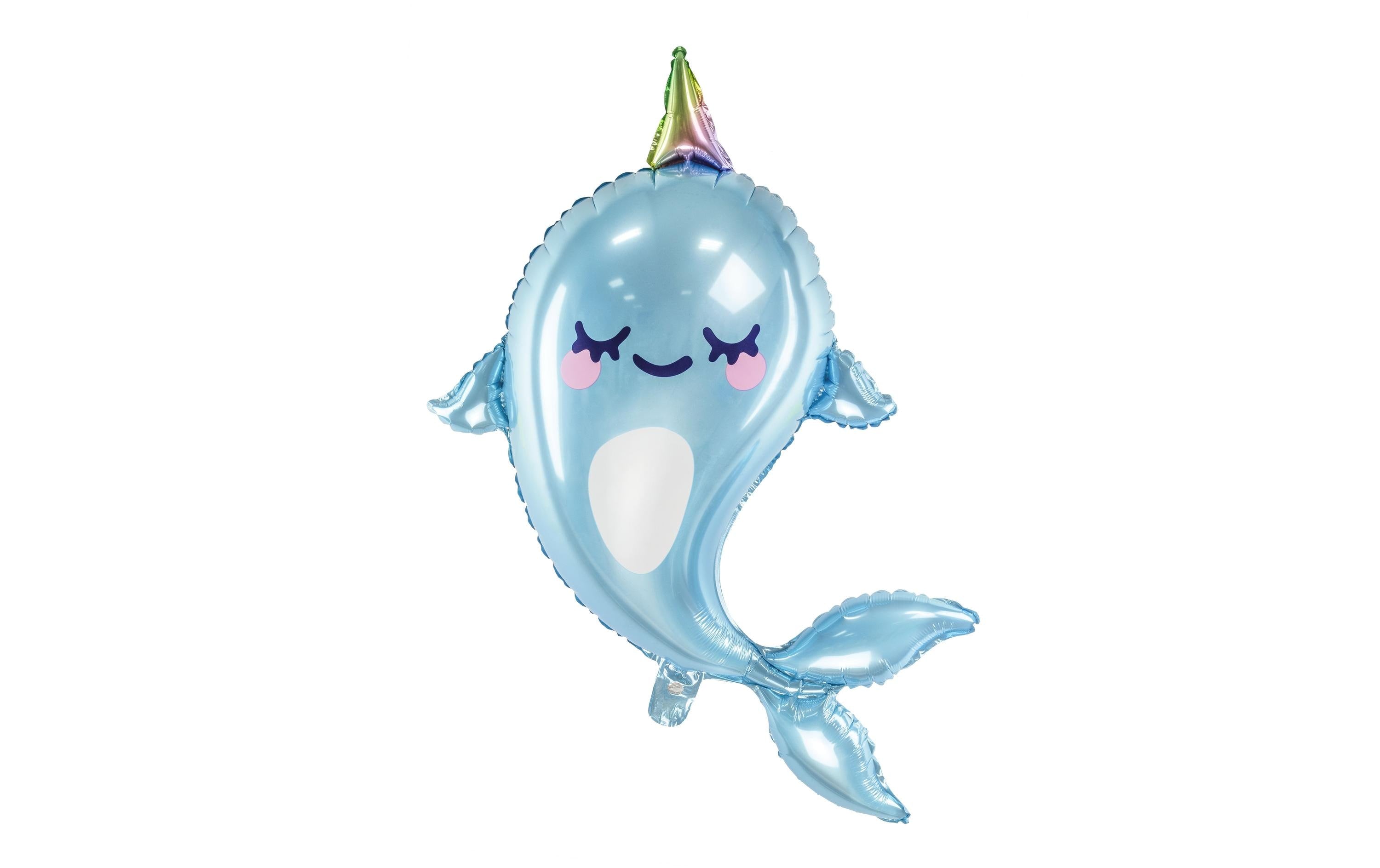 Partydeco Folienballon Narwal blau, 53 x 87 cm