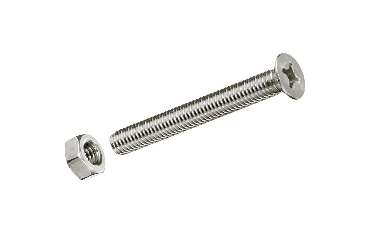 Krafter Gewindeschrauben Seko mit Muttern M 5x 20 mm DIN 965 Stahl blau vz 8 ST