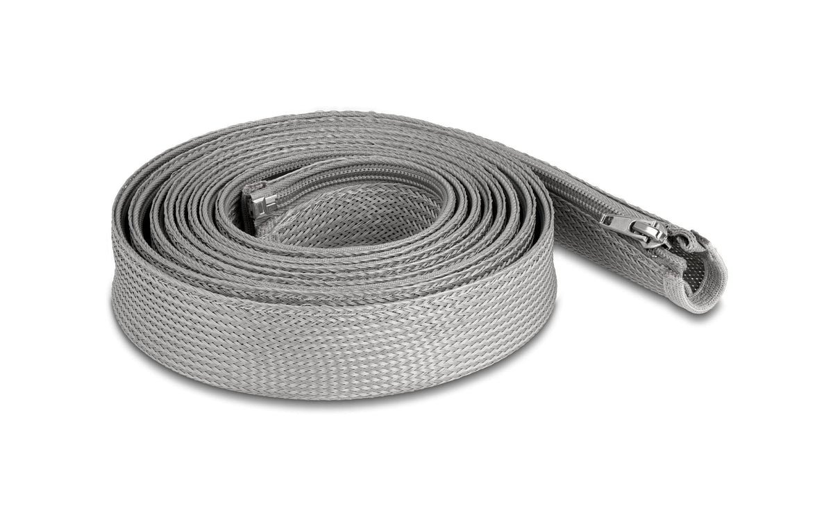 Delock Geflechtschlauch 3mx30mm Reissverschluss, hitzebeständig, Grau