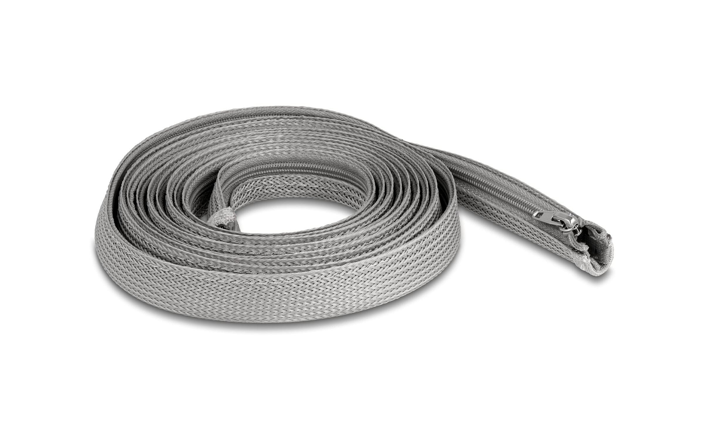 Delock Geflechtschlauch 3mx20mm Reissverschluss, hitzebeständig, Grau