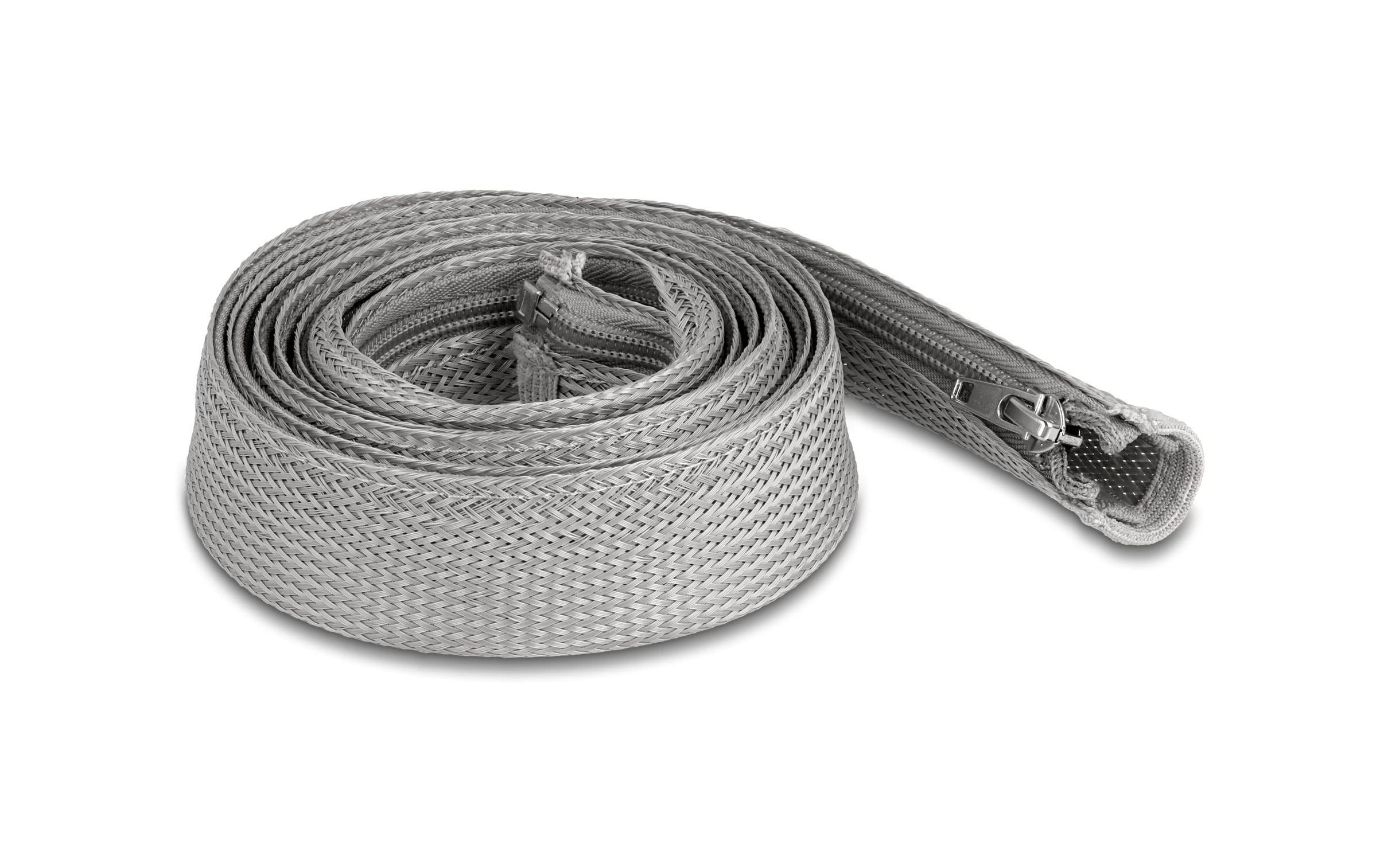 Delock Geflechtschlauch 2mx30mm Reissverschluss, hitzebeständig, Grau