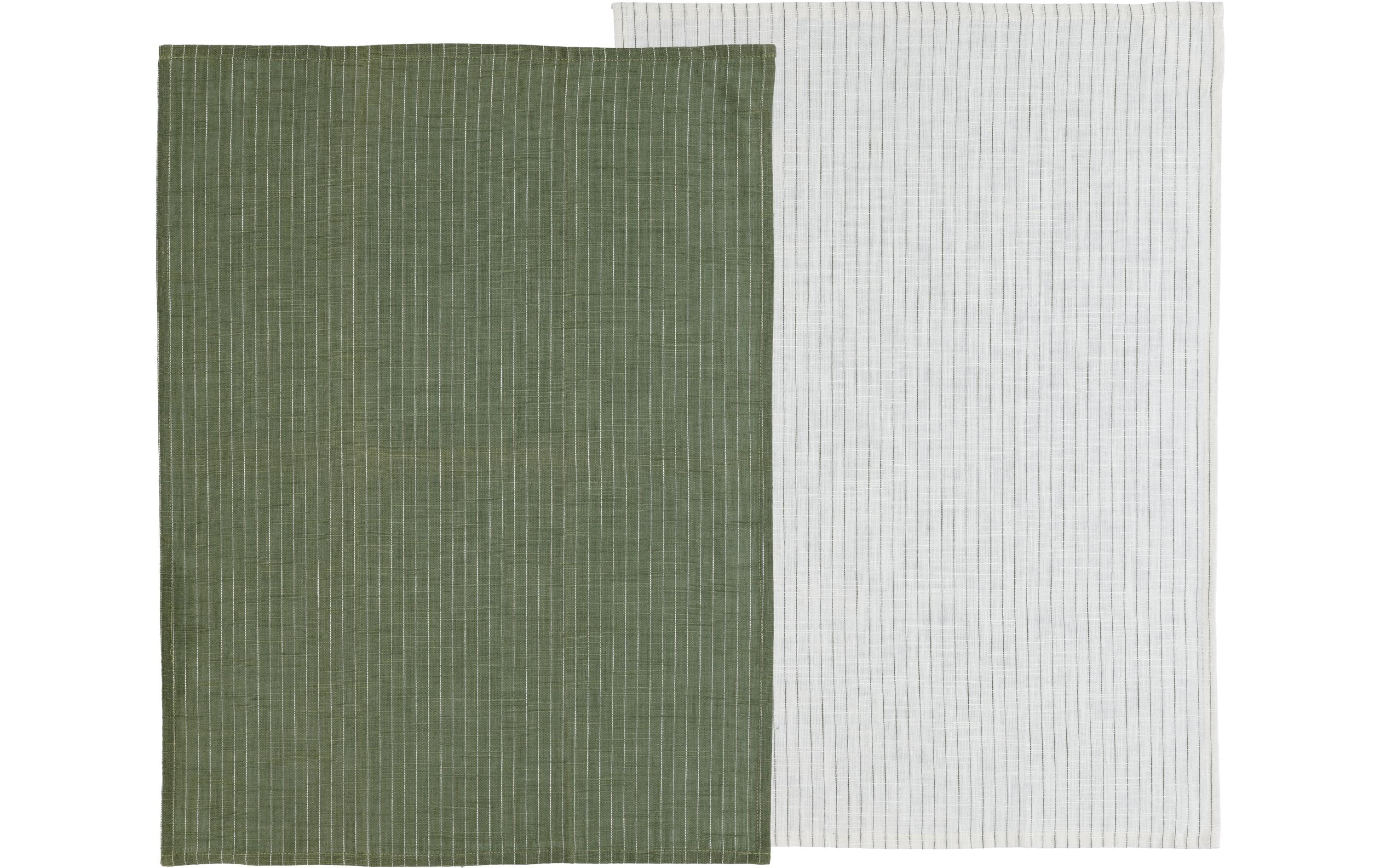 Södahl Geschirrtuch Olive/White 2er Set 50x70cm, Baumwolle