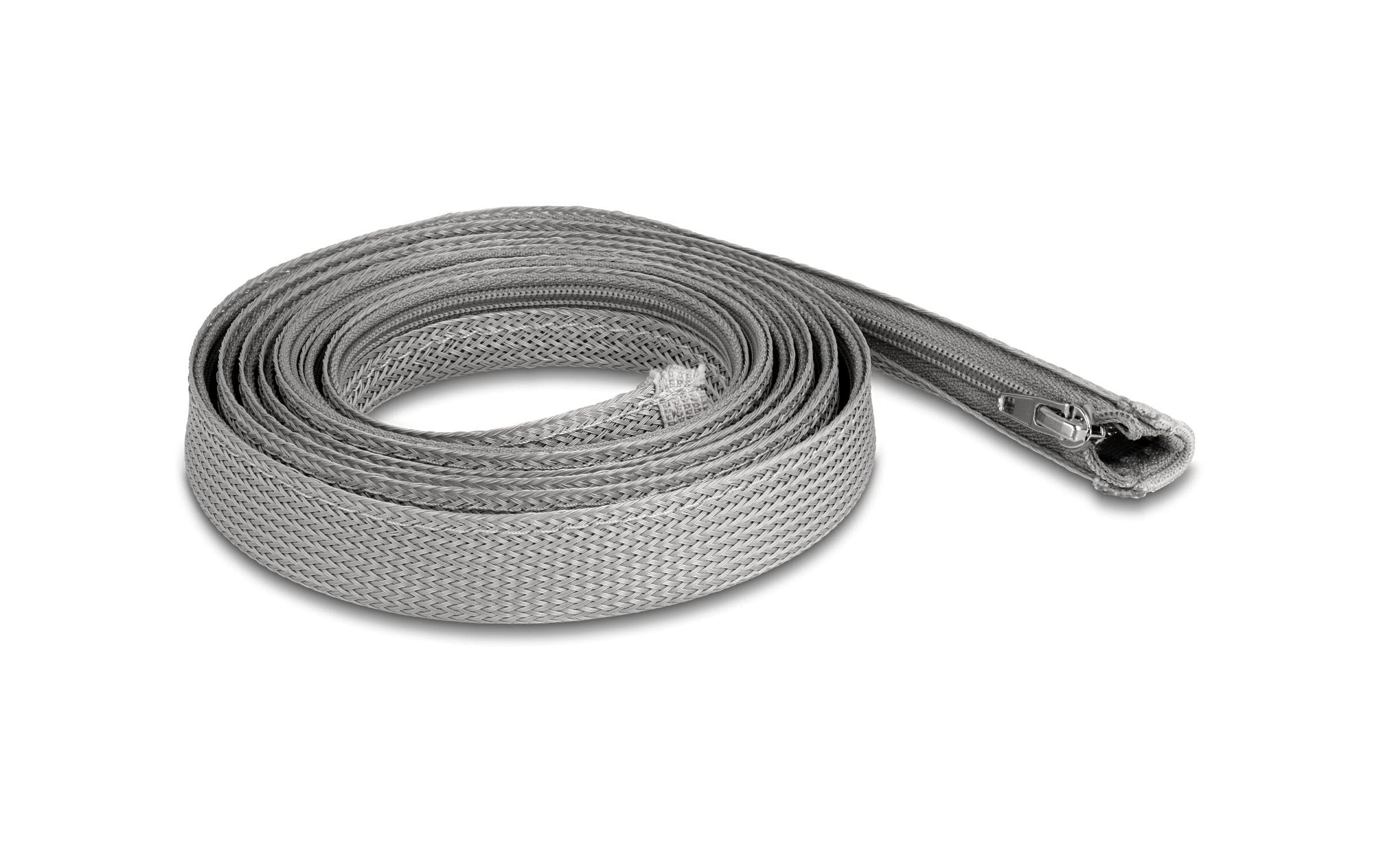 Delock Geflechtschlauch 2mx20mm Reissverschluss, hitzebeständig, Grau