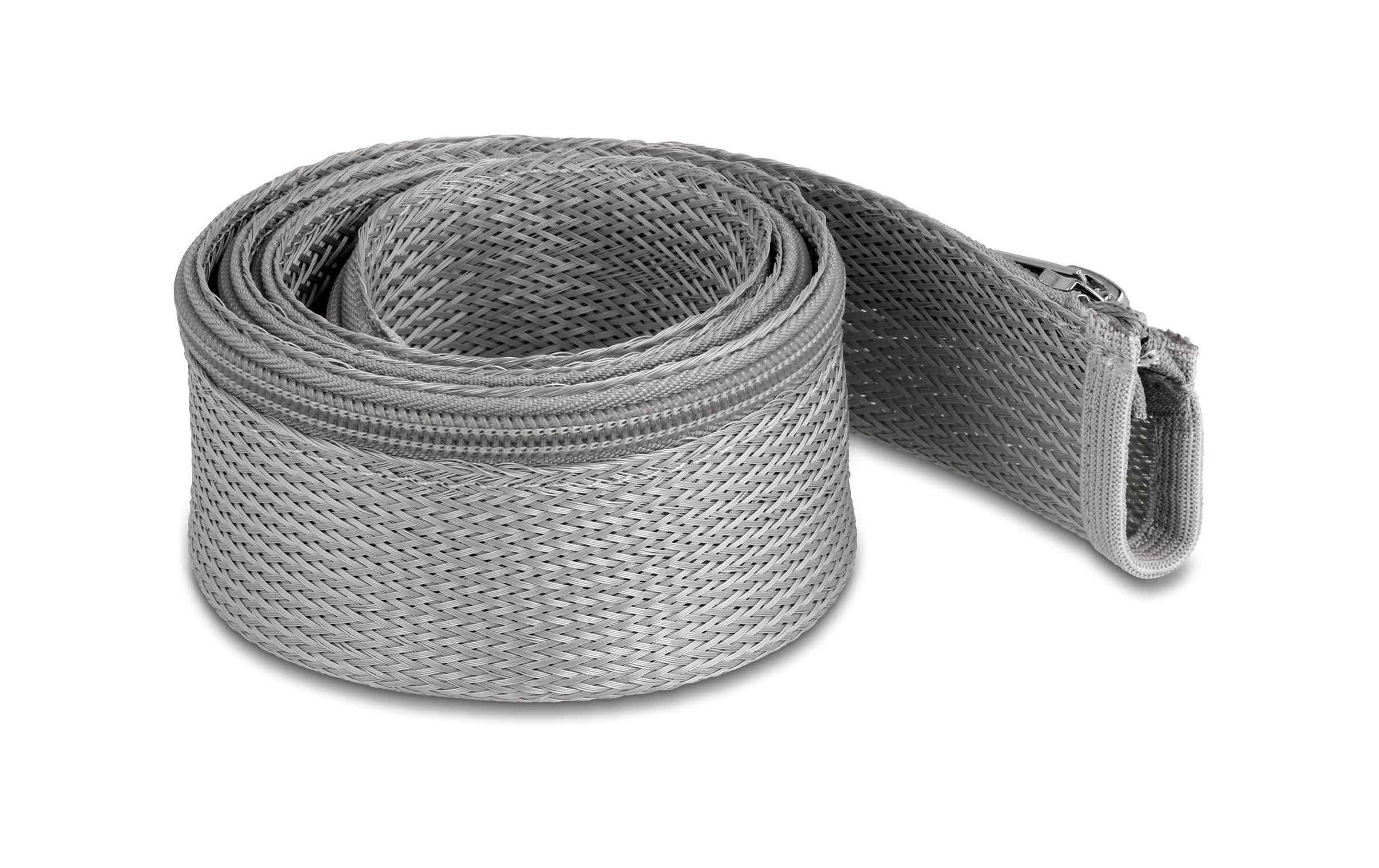 Delock Geflechtschlauch 1mx50mm Reissverschluss, hitzebeständig, Grau