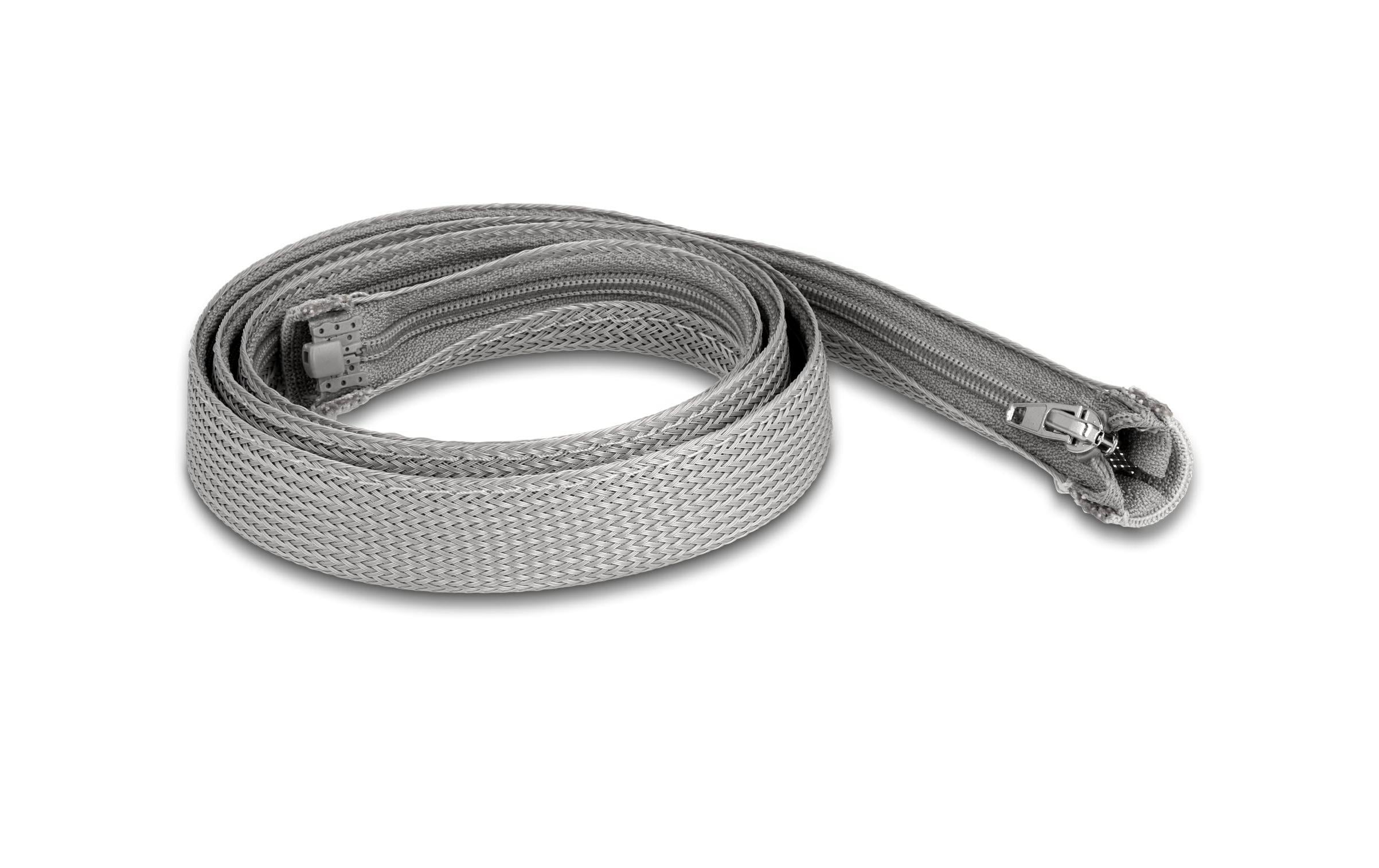Delock Geflechtschlauch 1mx20mm Reissverschluss, hitzebeständig, Grau