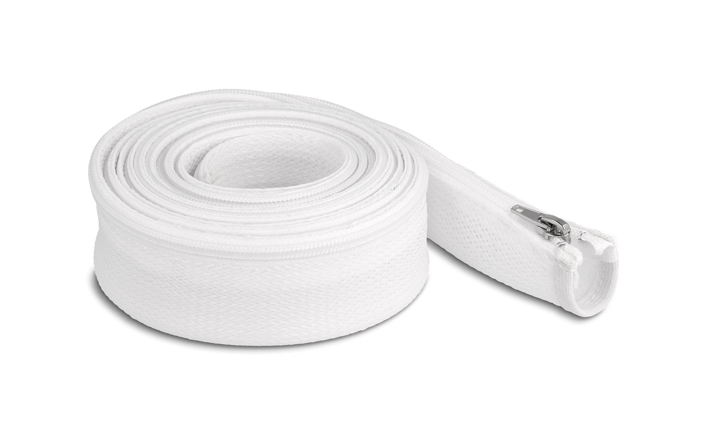 Delock Geflechtschlauch, 3mx50mm Reissverschluss, hitzebeständig, Weiss