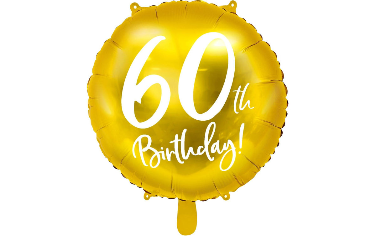 Partydeco Folienballon 60th Birthday gold/weiss, 45 cm, 1 Stück
