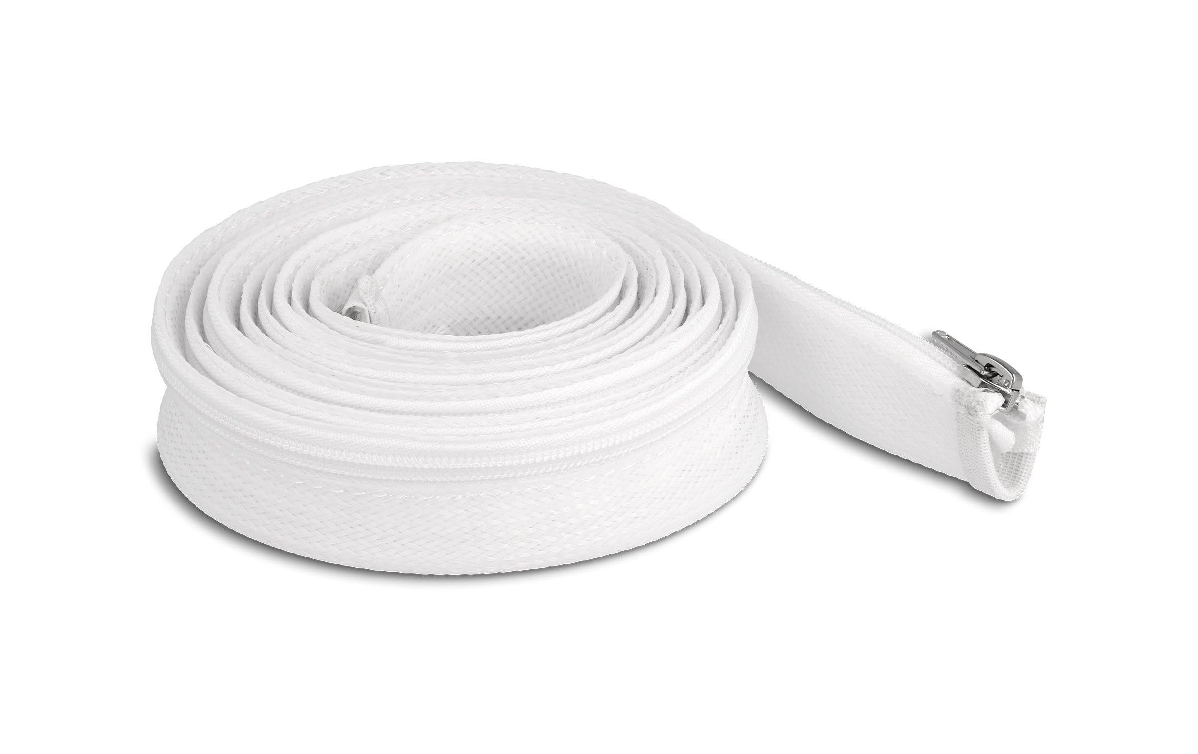 Delock Geflechtschlauch, 3mx30mm Reissverschluss, hitzebeständig, Weiss