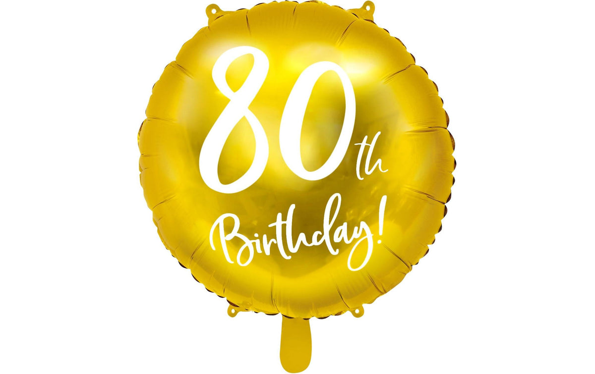 Partydeco Folienballon 80th Birthday gold/weiss, 45 cm, 1 Stück