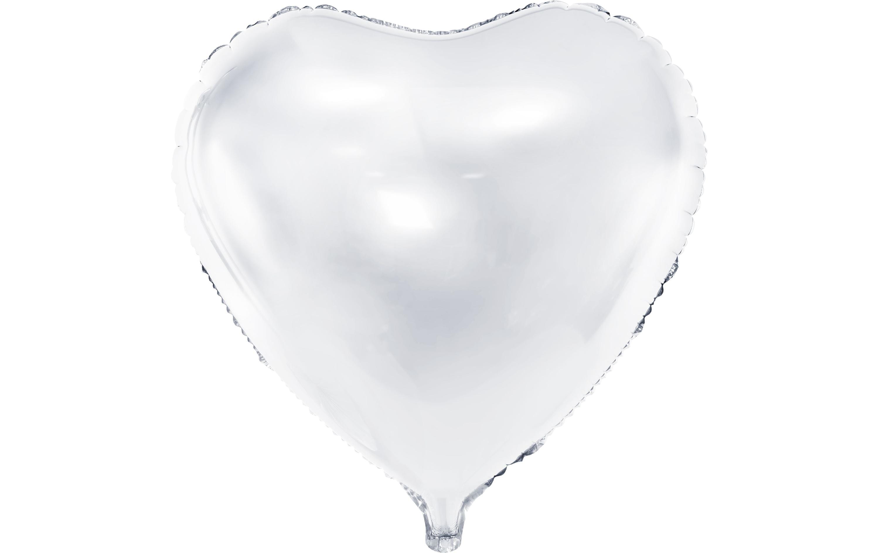 Partydeco Folienballon Heart weiss, 61 cm, 1 Stück