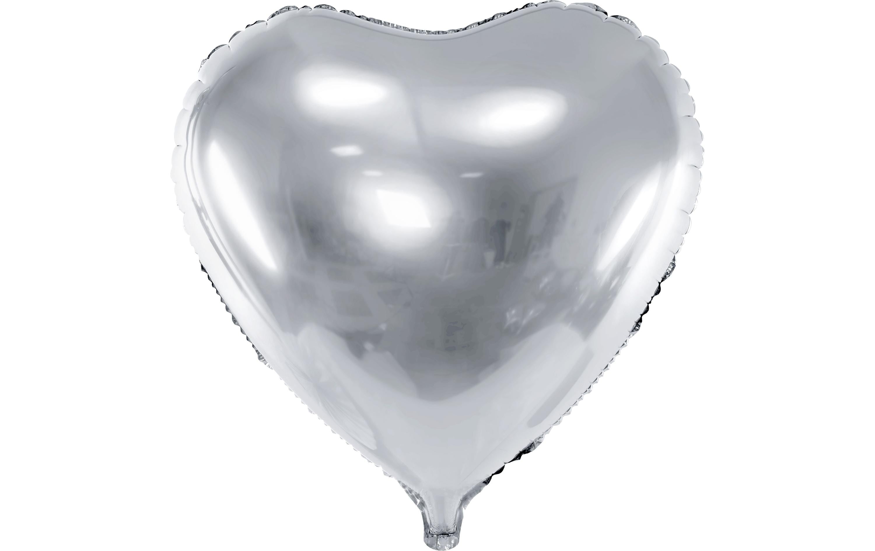 Partydeco Folienballon Heart silber, 61 cm, 1 Stück