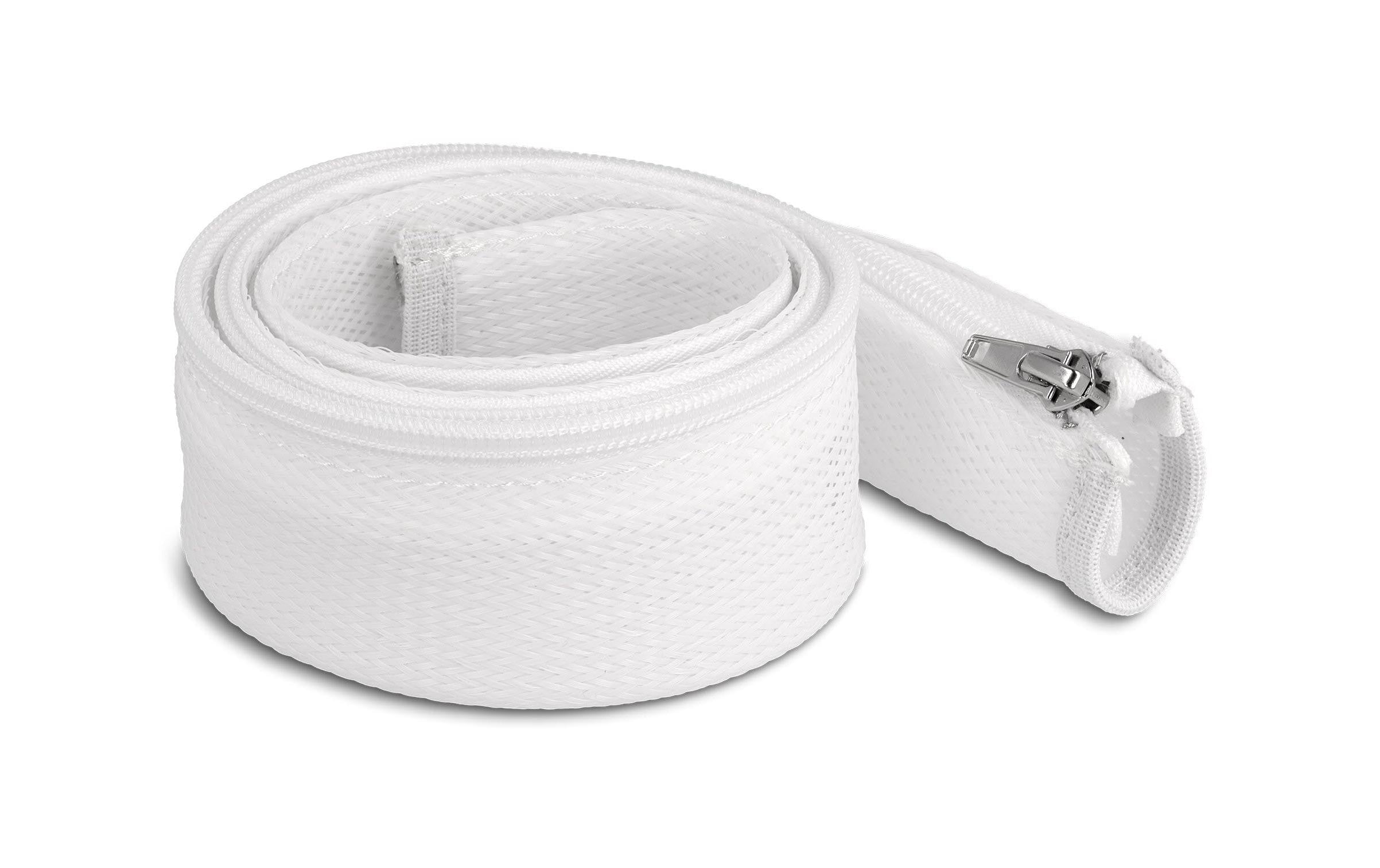 Delock Geflechtschlauch, 1mx50mm Reissverschluss, hitzebeständig, Weiss