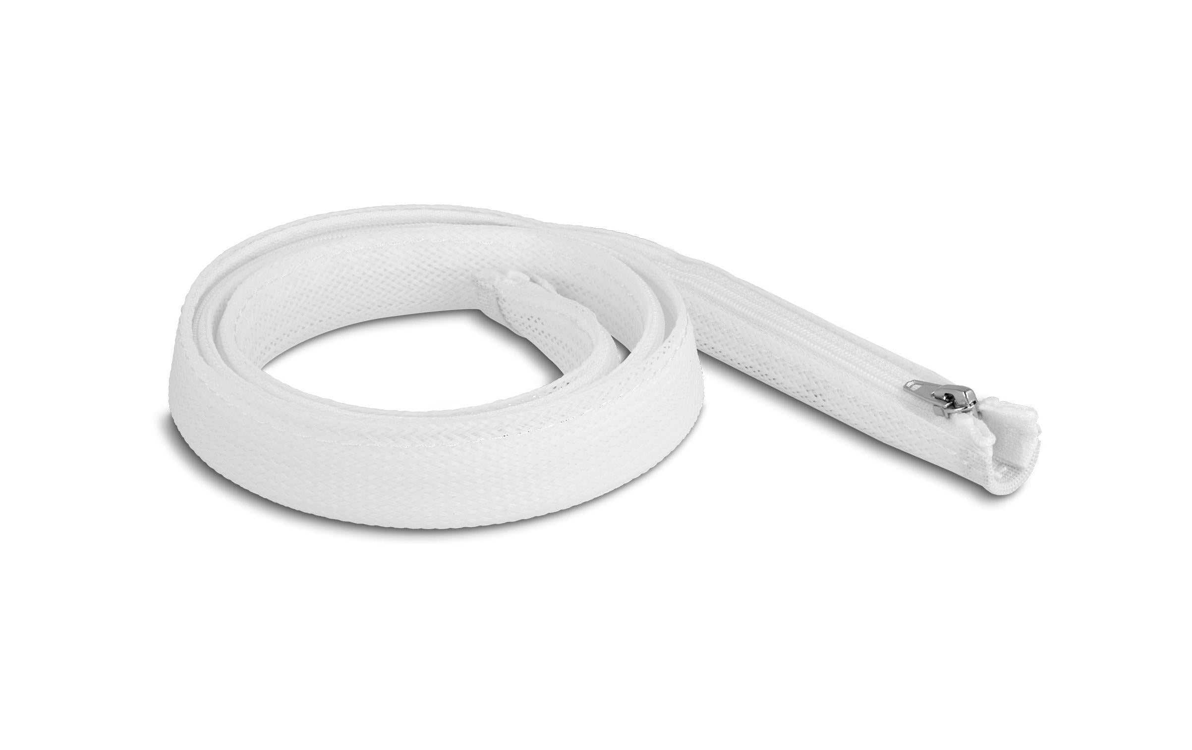 Delock Geflechtschlauch, 1mx20mm Reissverschluss, hitzebeständig, Weiss