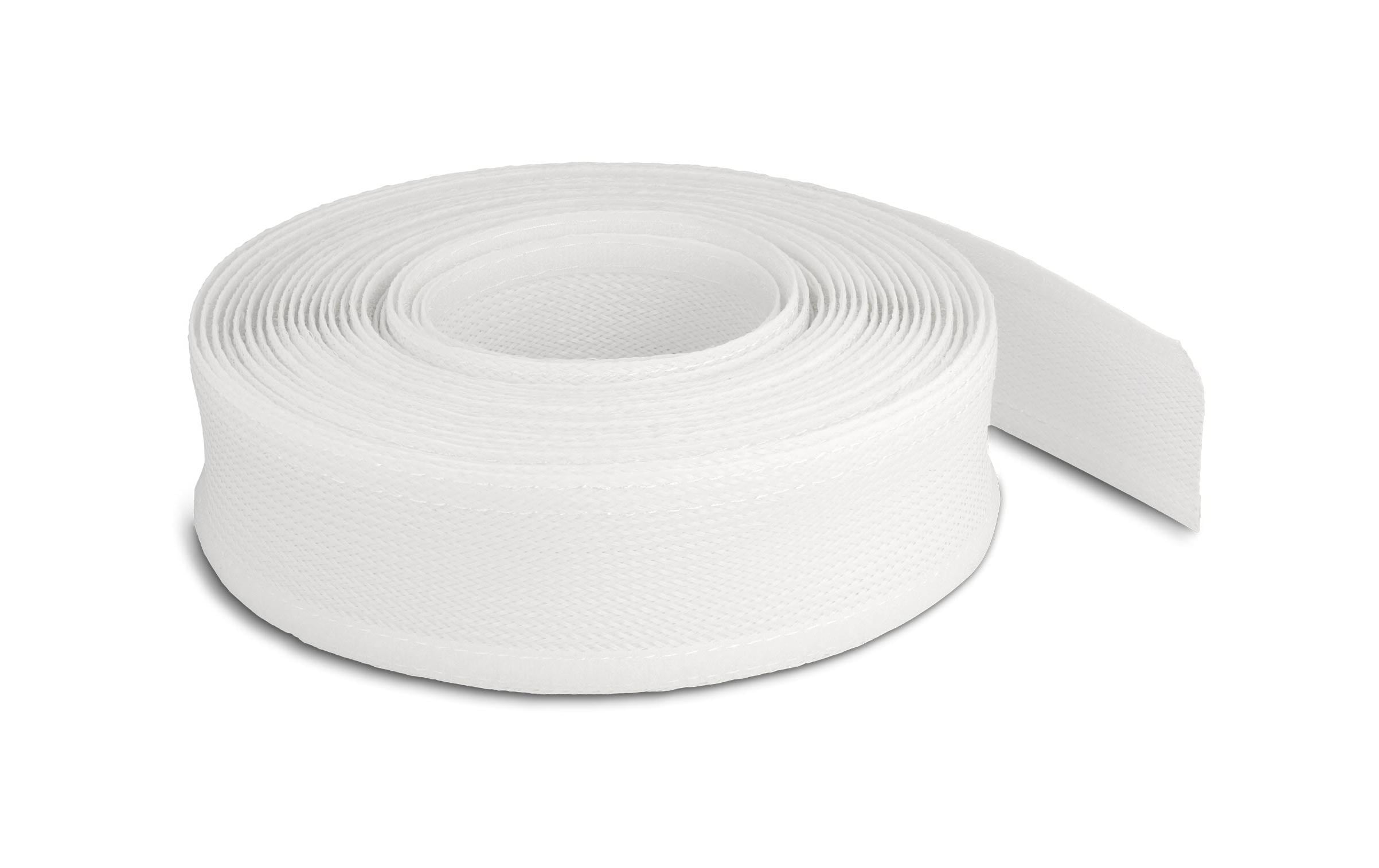 Delock Geflechtschlauch, 10mx19mm Klettverschluss, hitzebeständig, Weiss