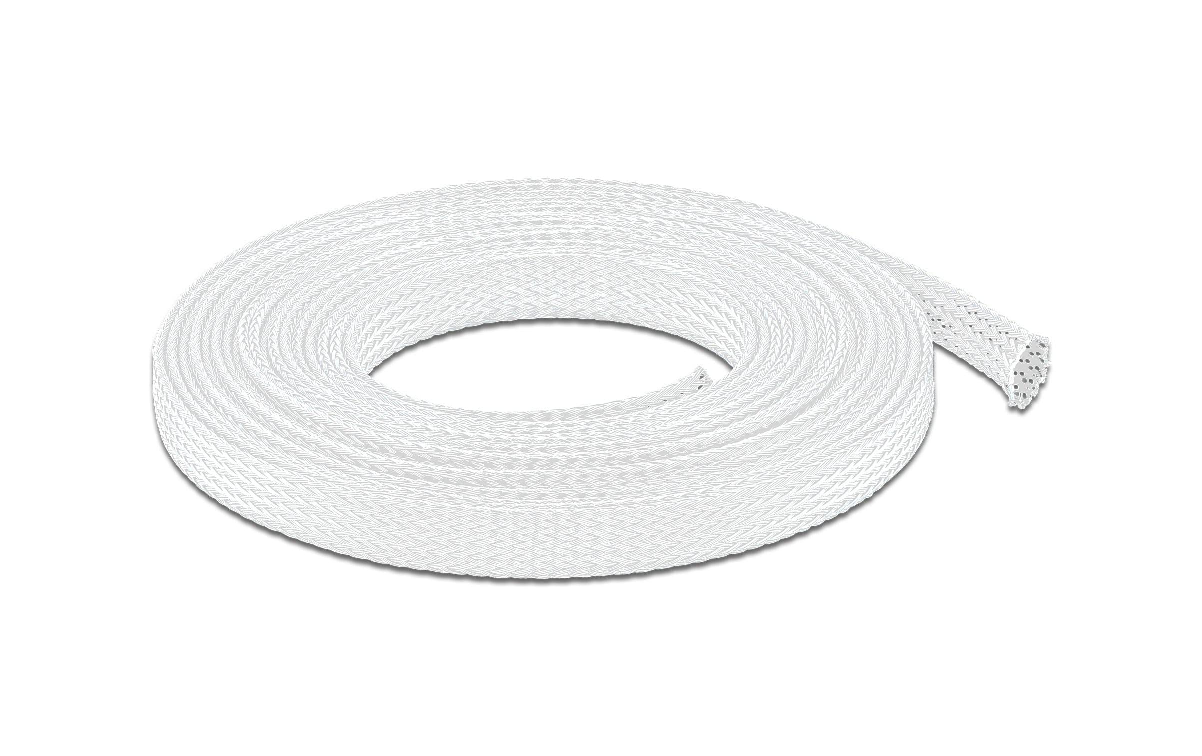 Delock Geflechtschlauch, 10mx12mm Dehnbar, hitzebeständig, Weiss