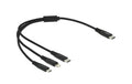 Delock USB Ladekabel 3 in 1 USB Type-C zu Lightning/ Micro USB/ USB Type-C, 30cm