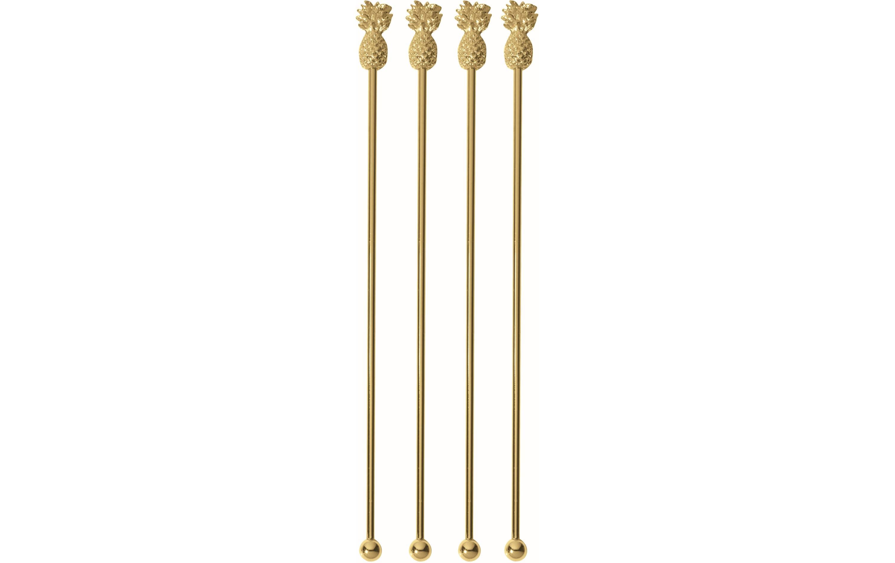 Paderno Cocktail Rührer Set Annanas gold 4er Set, 21.5cm, Edelstahll rostfrei