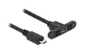 Delock Kabel USB 2.0 Micro-B zum Einbau Buchse-Stecker, 1m, schwarz