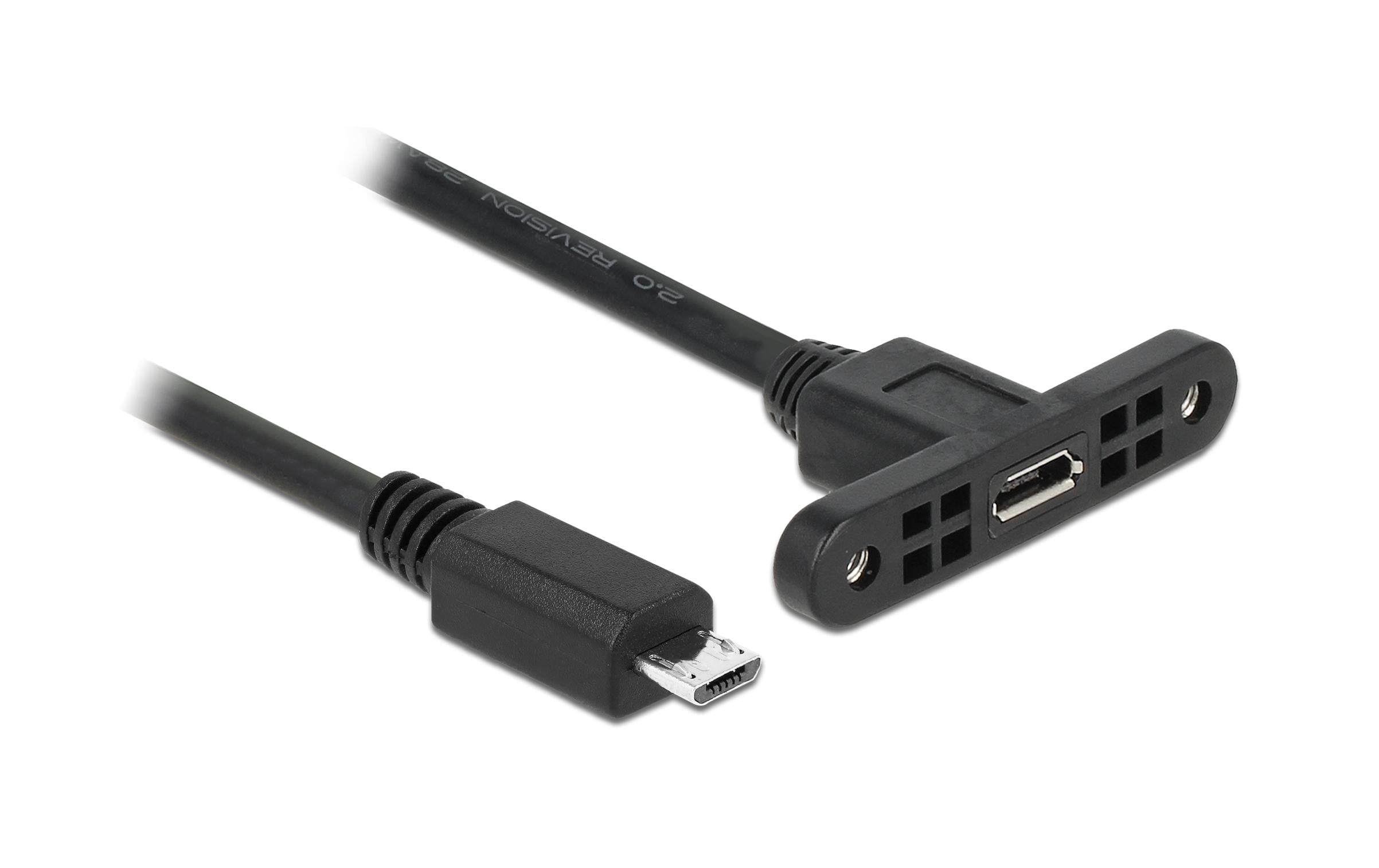 Delock Kabel USB 2.0 Micro-B zum Einbau Buchse-Stecker, 1m, schwarz