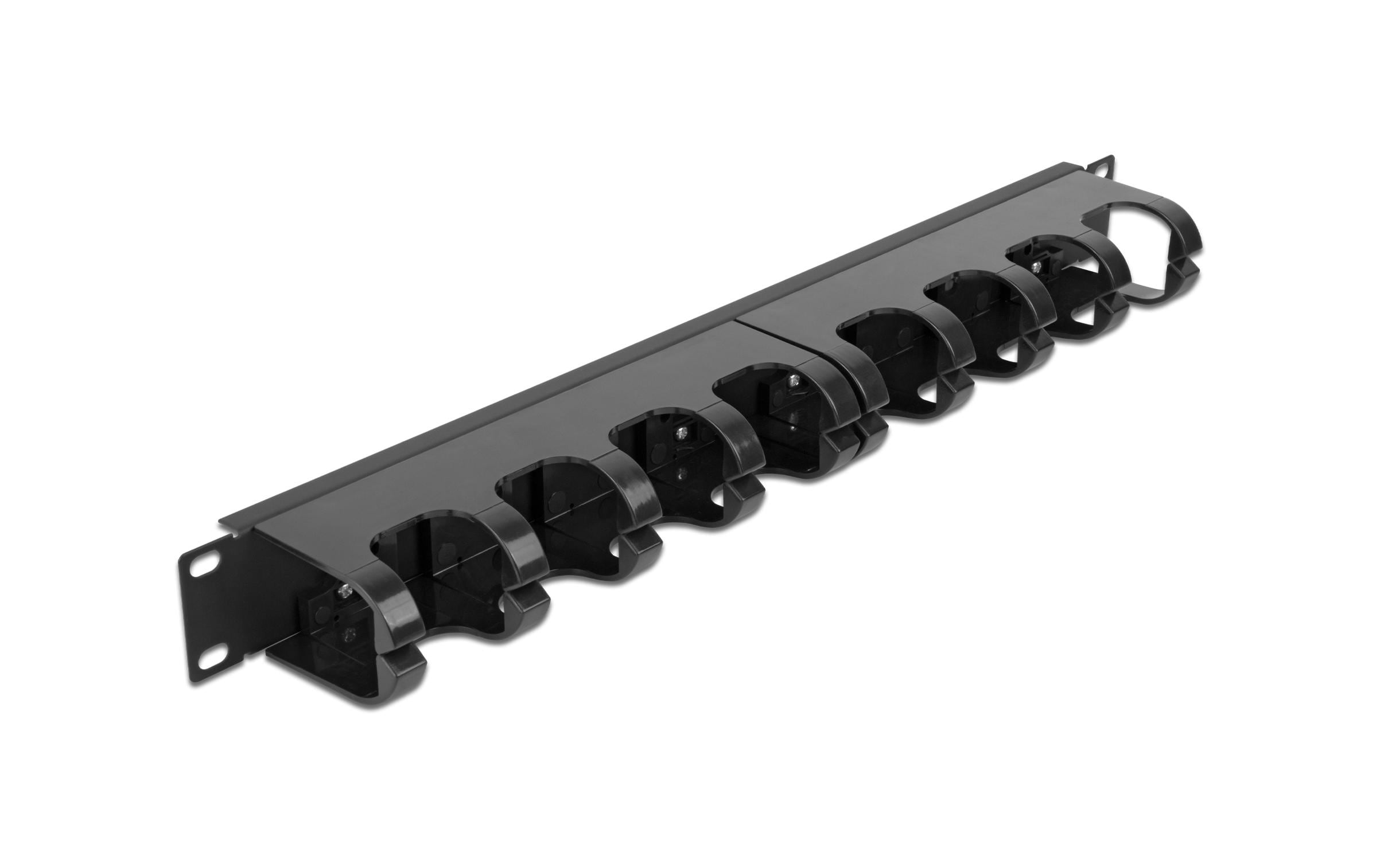 Delock 19" Kabelmanagement Rangierpanel 10 geschloss Kabelführungsbügeln, 1 HE, sw