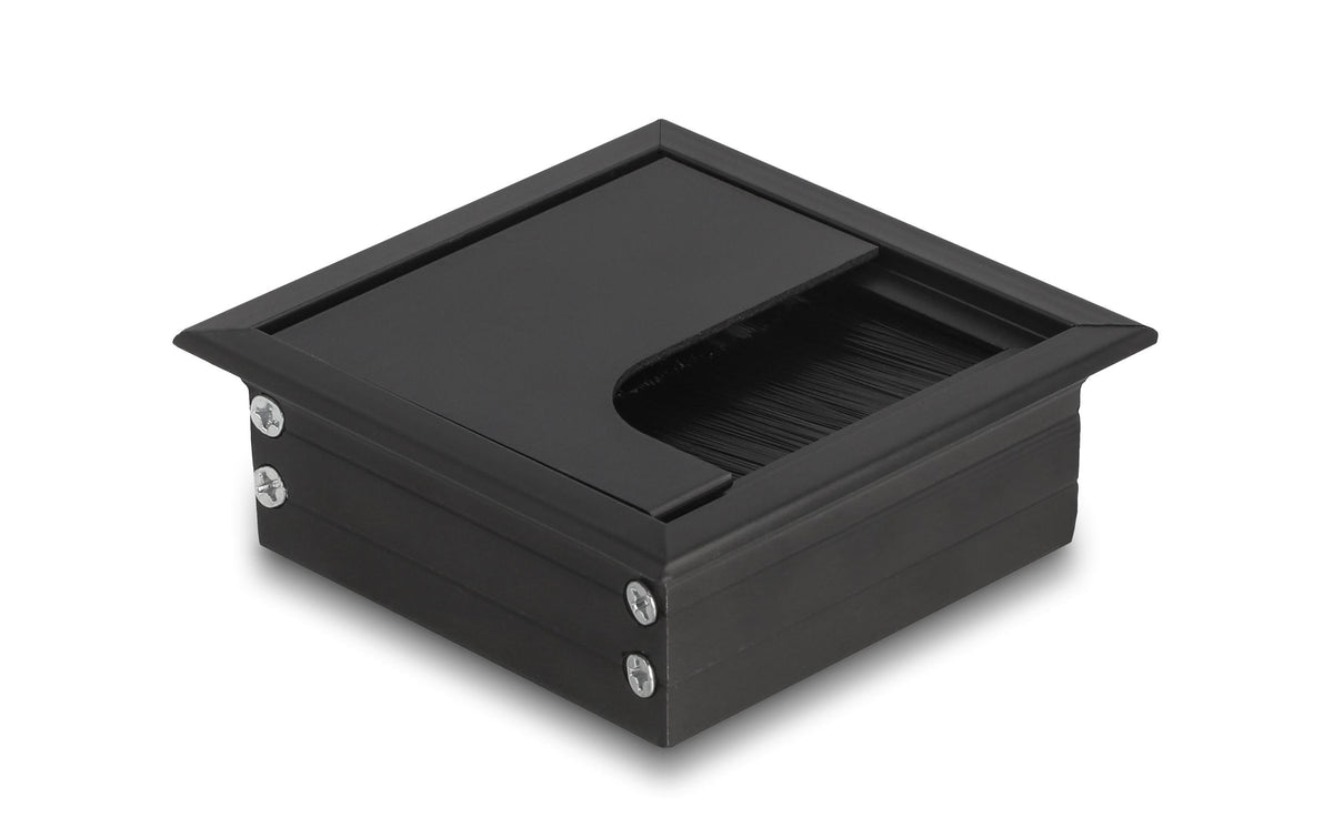 Delock Kabeldurchführung für Tischeinbau mit Bürste 80x80x28mm, schwarz
