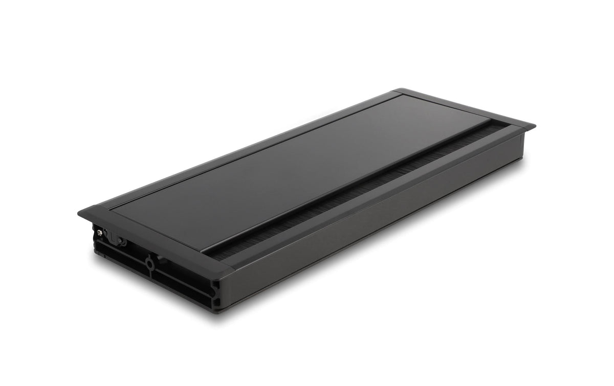 Delock Kabeldurchführung für Tischeinbau mit Bürste 300x120x28mm, schwarz
