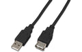 USB2.0-Kabel A-A: 50cm, bis 480Mbps Verlängerungskabel M/F, schwarz