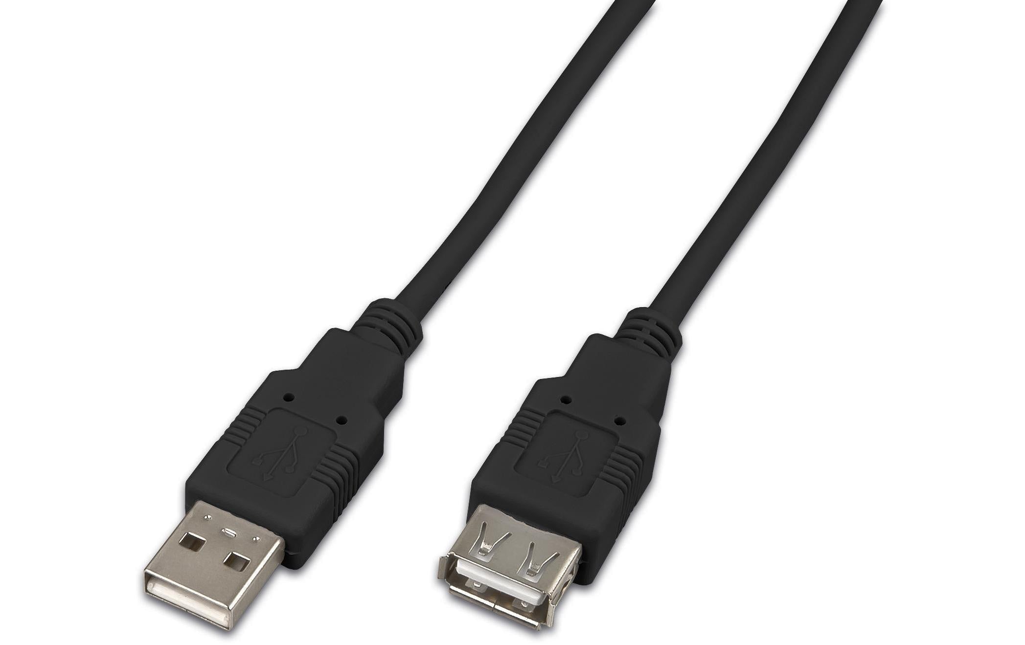 USB2.0-Kabel A-A: 50cm, bis 480Mbps Verlängerungskabel M/F, schwarz