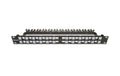24-Port 1HE Patchpanel, geschirmt schwarz, Leerpanel für Keystone Modul 19"