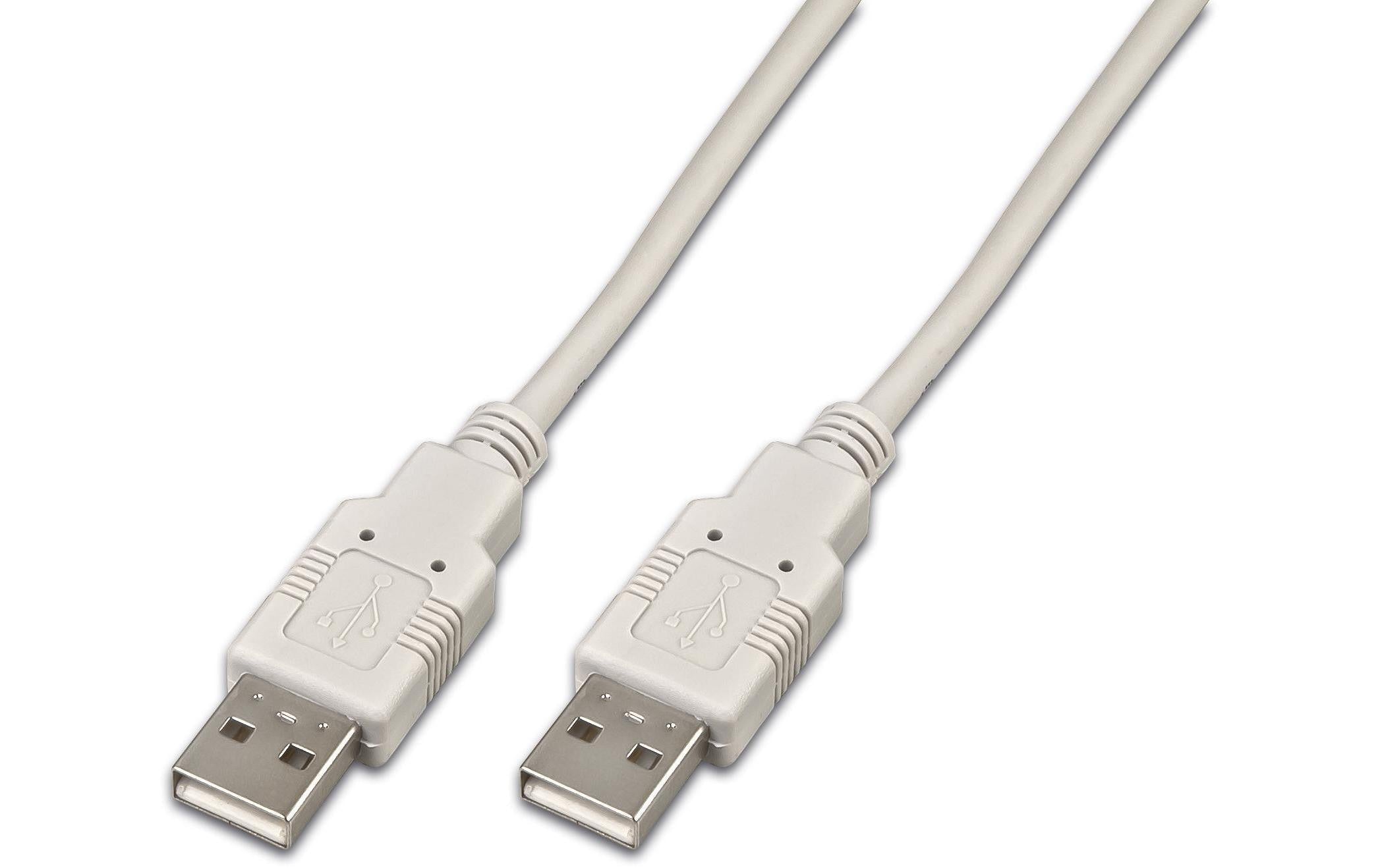 USB2.0-Kabel A-A: 100cm, bis 480Mbps Spezialkabel M/M, grau