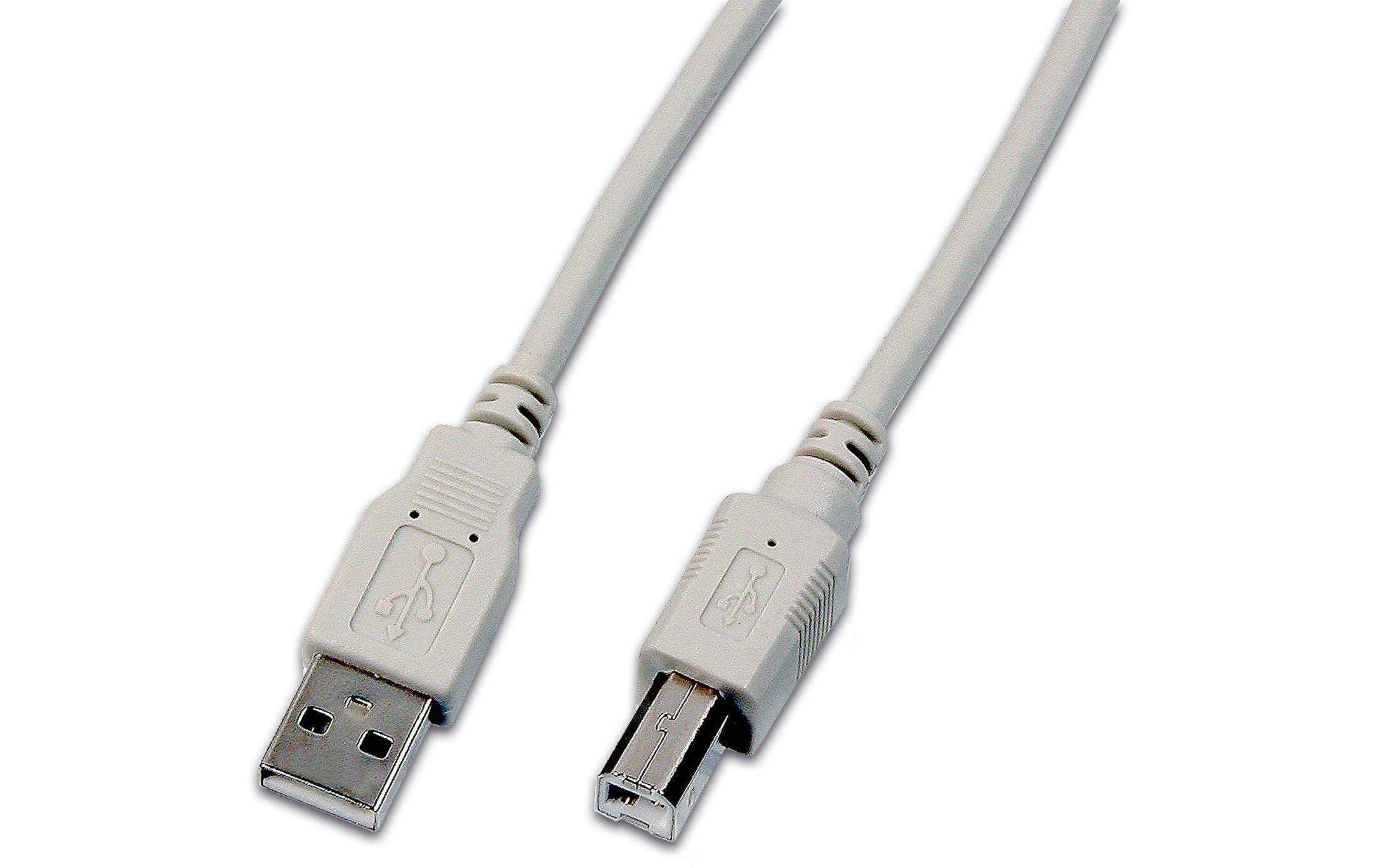 USB2.0-Kabel A-B: 180cm, bis 480Mbps AWG28, grau