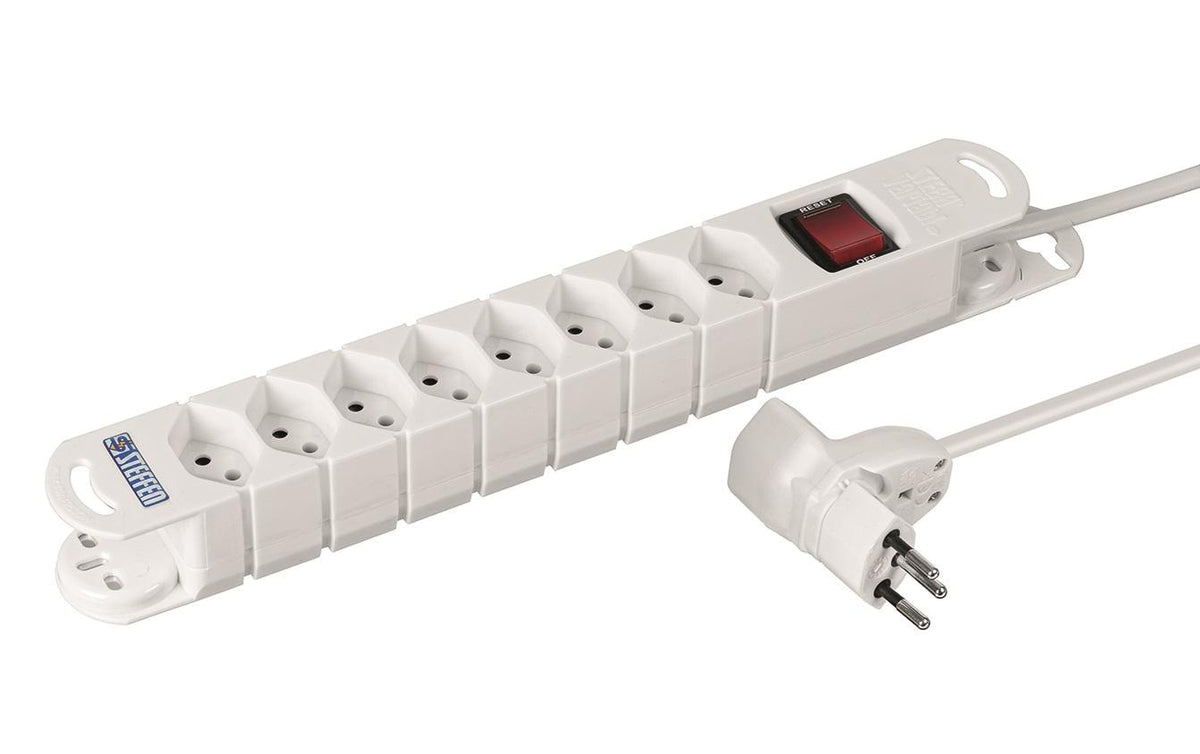 STEFFEN Steckerleiste VARIABL, 8xT13 Mister T, 3m Kabel, weiss, 320°