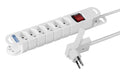 STEFFEN Steckerleiste VARIABL, 6xT13 Skate, 3m Kabel, weiss, flachstecker