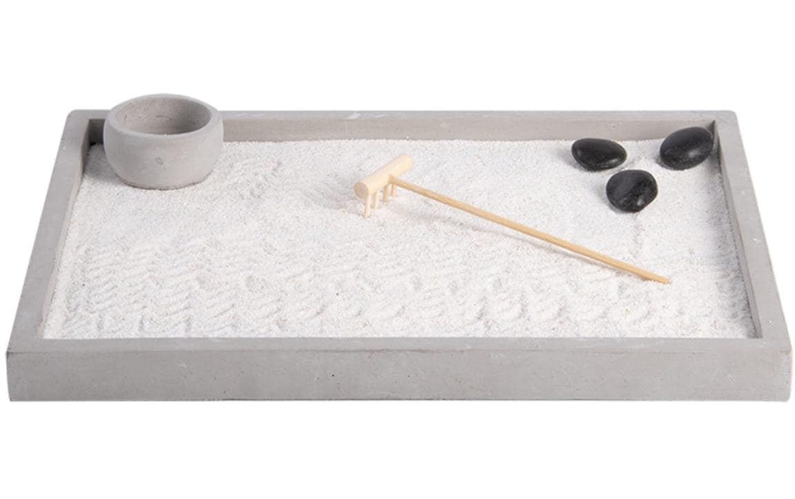 Esschert Deisgn Zen Garten L, rechteckig 22.4x30.3x3.7 cm(LxBxH), Beton, Sand, Stein