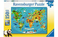 Puzzle Tierische Weltkarte Teile: 150 XXL