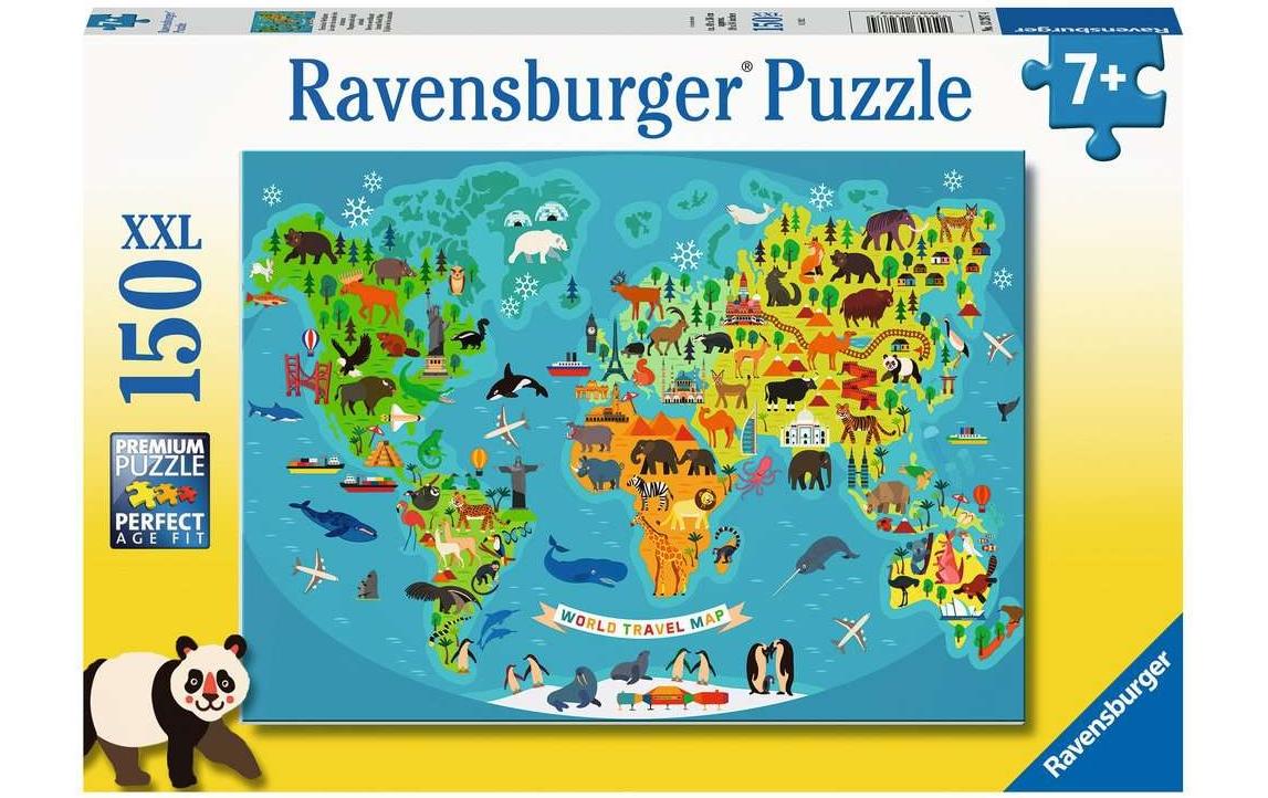 Puzzle Tierische Weltkarte Teile: 150 XXL